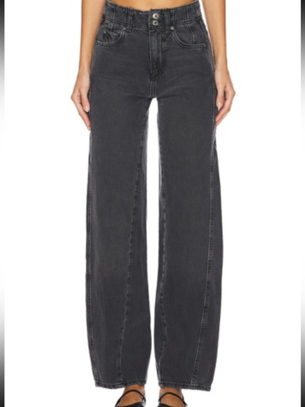 We The Free People Aster Jeans Women's 29 Asteroid Straight Leg High Rise Seamed